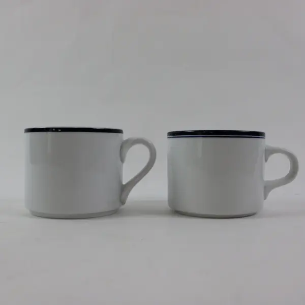 Dansk Concerto Dansk Bistro Coffee Mugs White Black Stripe Set of 2