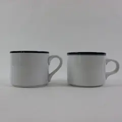Dansk Concerto Dansk Bistro Coffee Mugs White Black Stripe Set of 2