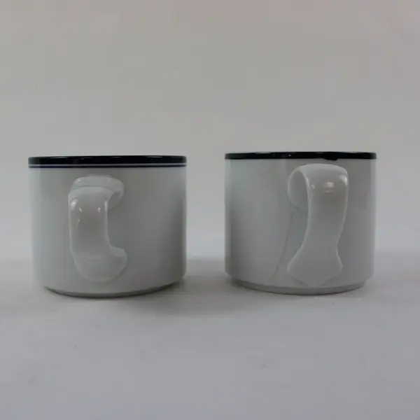 Dansk Concerto Dansk Bistro Coffee Mugs White Black Stripe Set of 2