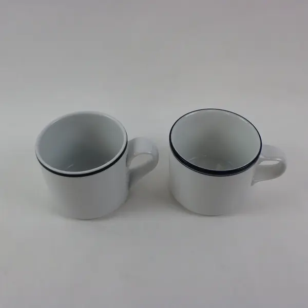 Dansk Concerto Dansk Bistro Coffee Mugs White Black Stripe Set of 2