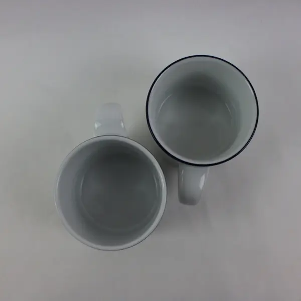 Dansk Concerto Dansk Bistro Coffee Mugs White Black Stripe Set of 2