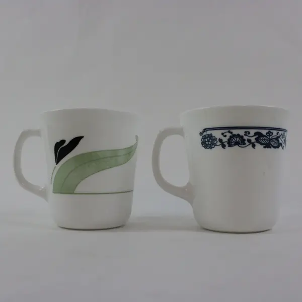 Corelle by Corning Coffee Mugs Set of 2 Floral Leaf Designs