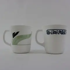 Corelle by Corning Coffee Mugs Set of 2 Floral Leaf Designs