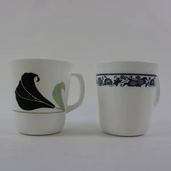 Corelle by Corning Coffee Mugs Set of 2 Floral Leaf Designs