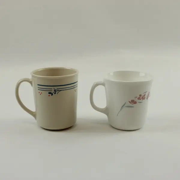 Corning Floral Coffee Mugs Pair of 2 Pink Blue Designs