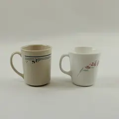 Corning Floral Coffee Mugs Pair of 2 Pink Blue Designs