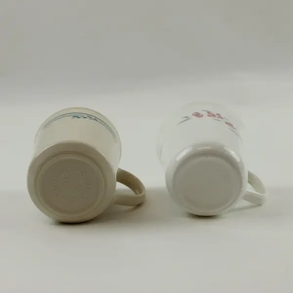 Corning Floral Coffee Mugs Pair of 2 Pink Blue Designs