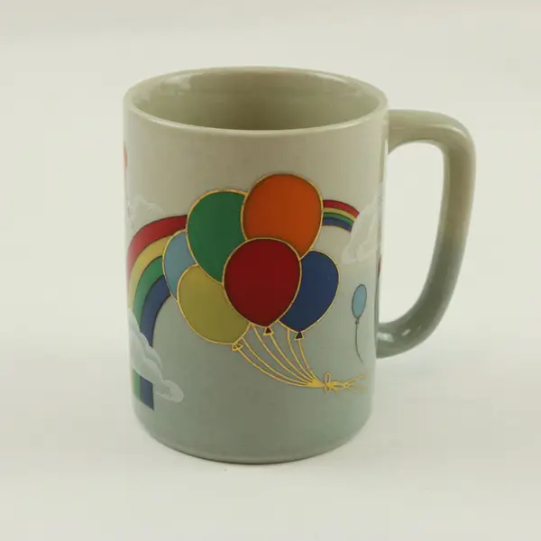 Unbranded White Ceramic Balloon Rainbow Coffee Mug Cup