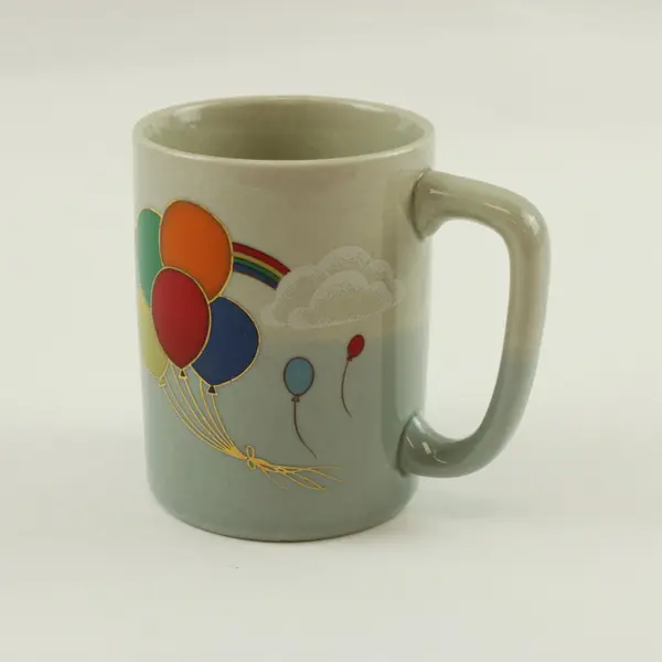 Unbranded White Ceramic Balloon Rainbow Coffee Mug Cup