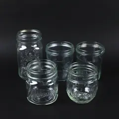 Lot of 5 Mixed Clear Glass Jars No Lids 