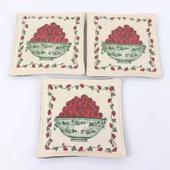 Set of 3 Bowl of Strawberries Fabric Trivets 4.5 Inch Kitchen Trivets