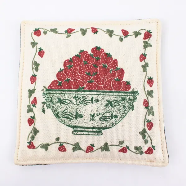 Set of 3 Bowl of Strawberries Fabric Trivets 4.5 Inch Kitchen Trivets