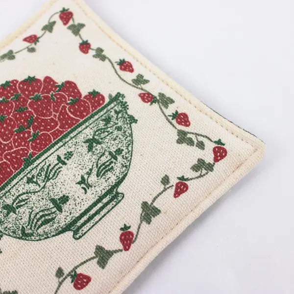 Set of 3 Bowl of Strawberries Fabric Trivets 4.5 Inch Kitchen Trivets