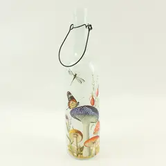 Decorative Glass Bottle Mushroom Butterfly Dragonfly Botanical Wire Hanger