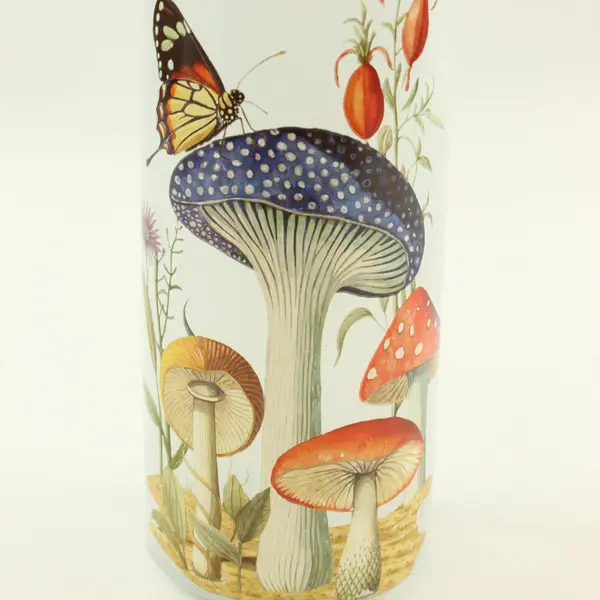 Decorative Glass Bottle Mushroom Butterfly Dragonfly Botanical Wire Hanger