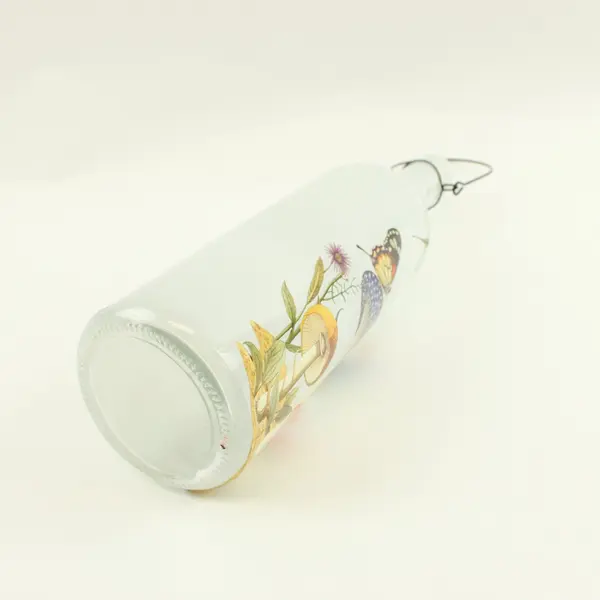 Decorative Glass Bottle Mushroom Butterfly Dragonfly Botanical Wire Hanger