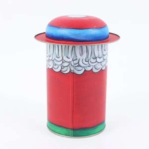 Santa Claus Christmas Cookie Tin 6.5in Hat Lid