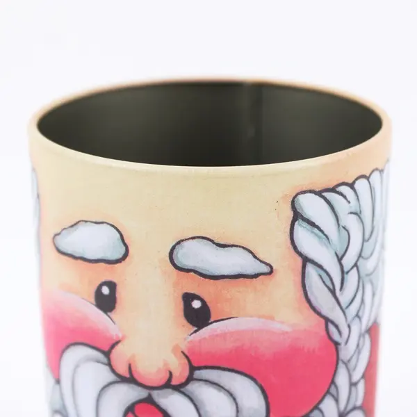 Santa Claus Christmas Cookie Tin 6.5in Hat Lid