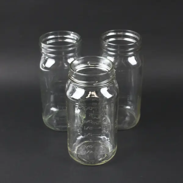 Lot of 3 Clear Glass Measuring Jars No Lids Storage Crafting