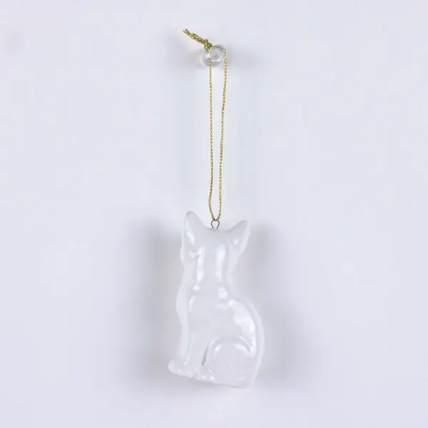 Enesco 1988 Vintage White Ceramic Cat Christmas Ornament 2.75 Inch FLAWED