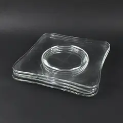 Set of 4 Clear Glass 7 in Rounded Square Salad Plates