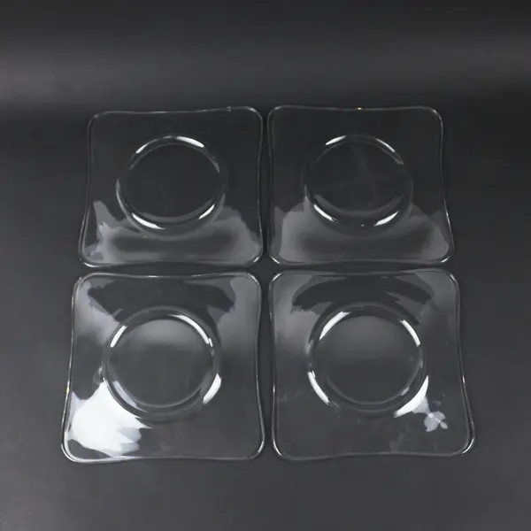 Set of 4 Clear Glass 7 in Rounded Square Salad Plates