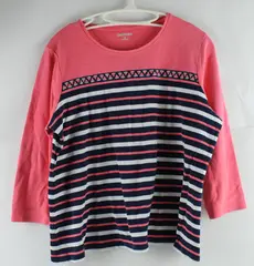 Kim Rogers Women's XL Striped Watermelon 3/4 Sleeve Shirt