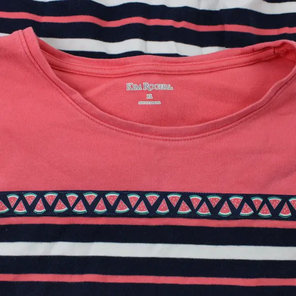 Kim Rogers Women's XL Striped Watermelon 3/4 Sleeve Shirt