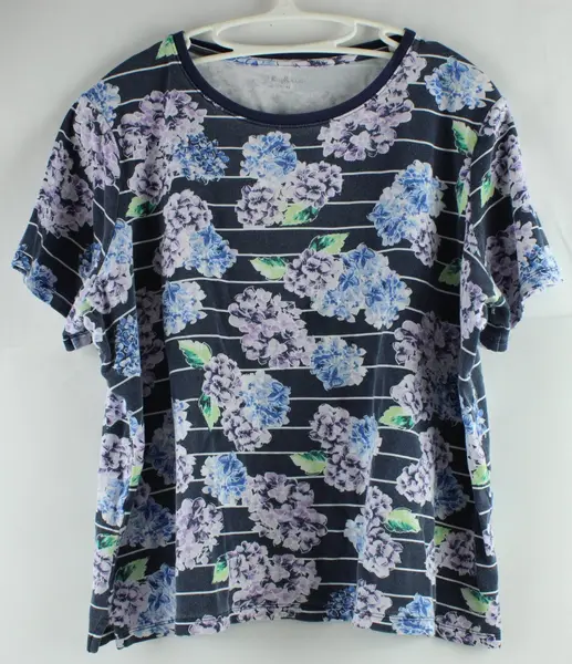 Kim Rogers Women's XL Multicolor Hydrangea Floral Print T-Shirt