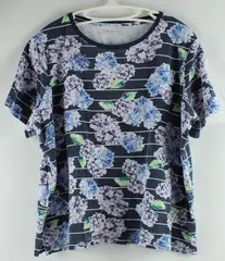 Kim Rogers Women's XL Multicolor Hydrangea Floral Print T-Shirt
