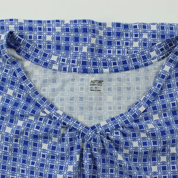 Apt. 9 Women's 1X Blue White Geometric V-Neck Tank Top