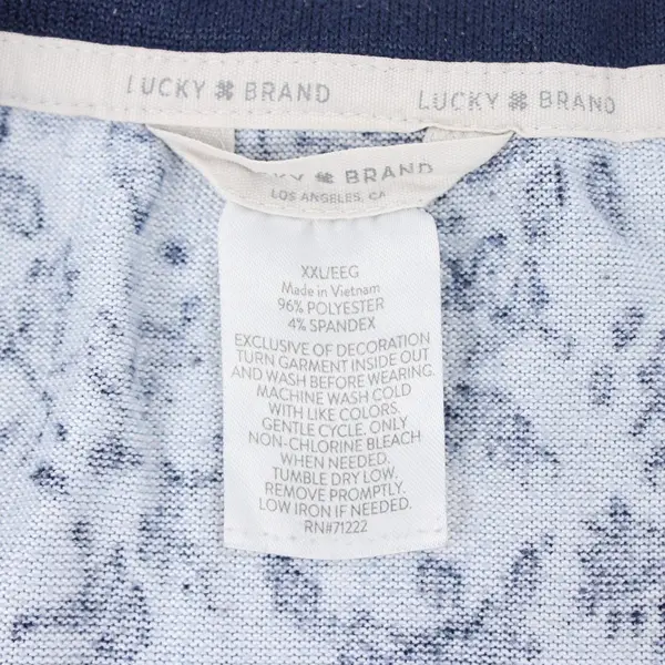 Lucky Brand Women's Blue Floral Print Knit Top Short Sleeve XXL