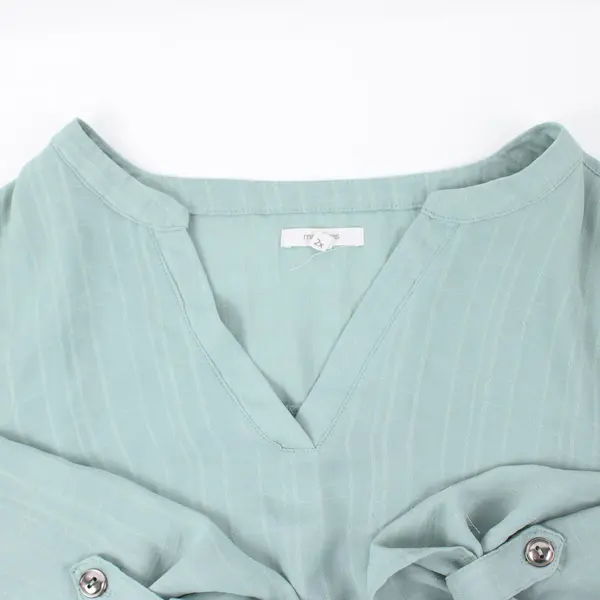 Maurices Women's Mint Green V-Neck Roll-Tab Sleeve Blouse 2X