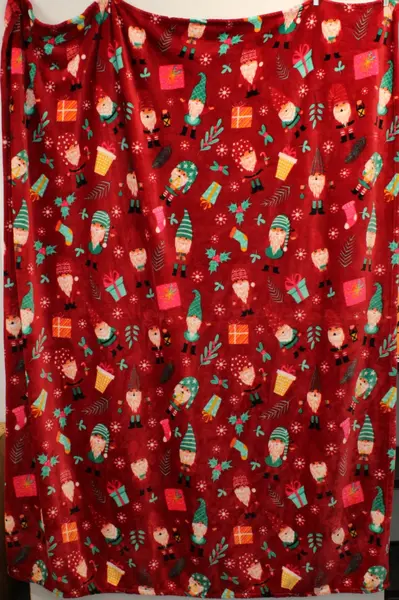 Happy Holidays Christmas Gnome Fuzzy Throw Blanket 58x72
