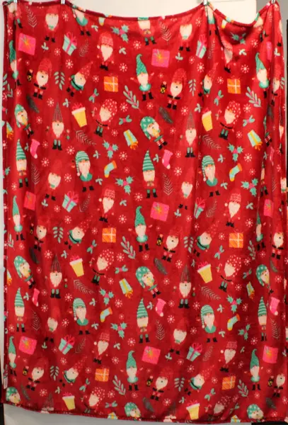 Happy Holidays Christmas Gnome Fuzzy Throw Blanket 58x72