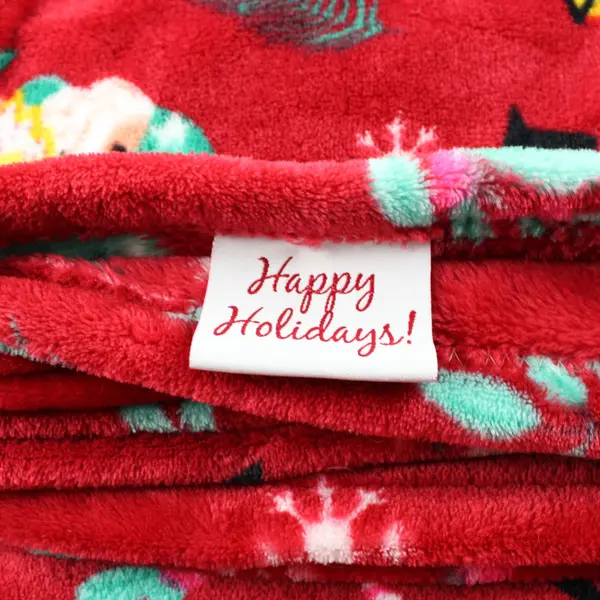 Happy Holidays Christmas Gnome Fuzzy Throw Blanket 58x72