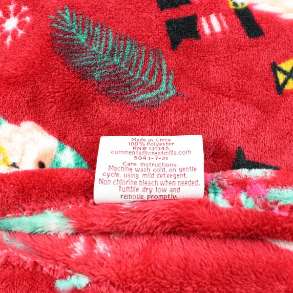 Happy Holidays Christmas Gnome Fuzzy Throw Blanket 58x72