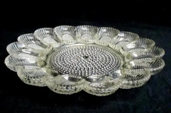 Vintage Indiana Glass Hobnail Deviled Egg Tray Clear 11.25in