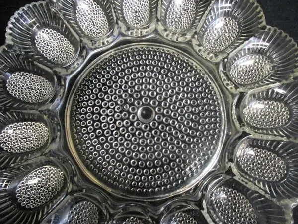 Vintage Indiana Glass Hobnail Deviled Egg Tray Clear 11.25in