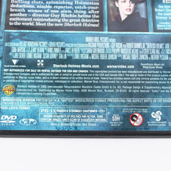 Sherlock Holmes DVD 2009 Robert Downey Jr Jude Law Rachel McAdams Guy Ritchie