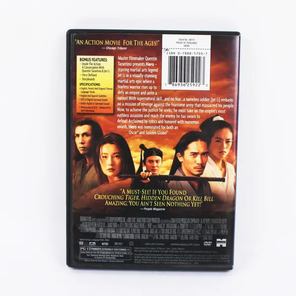 Hero DVD Jet Li 2004 Zhang Yimou Quentin Tarantino Presents MPN 38012