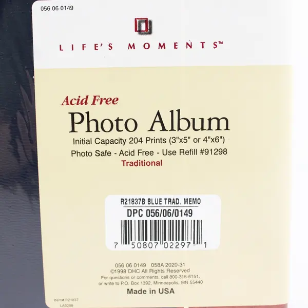Life's Moments R21837B Photo Album 204 Photos 4x6/3x5 Acid-Free Navy Brown