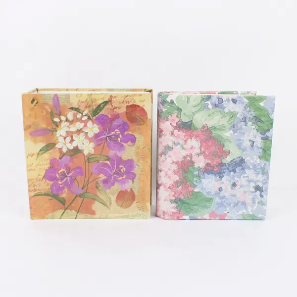 Lot of 2 Small 4"x6" Photo Albums, Floral Design Covers 