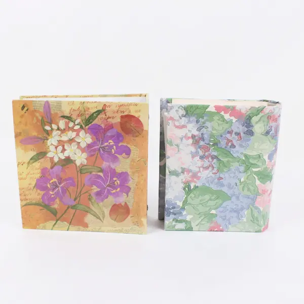 Lot of 2 Small 4"x6" Photo Albums, Floral Design Covers 