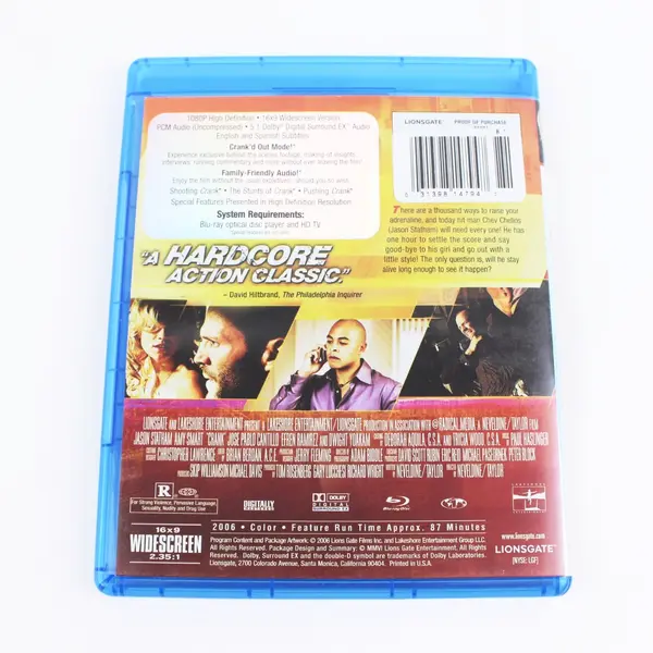 Crank 2006 Blu-ray Action Movie Wide Screen, Lionsgate 
