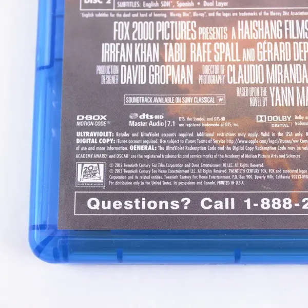 Life of Pi Blu-ray 2012 Ed. Adventure Drama Movie, Ang Lee 