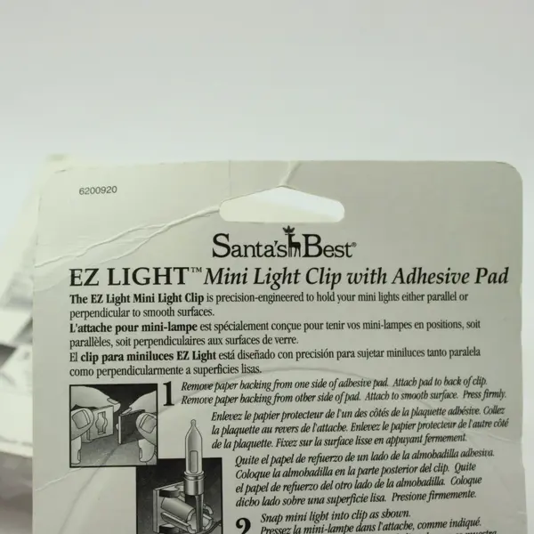 Santa's Best EZ LIGHT Adhesive Mounting Light Clips 36ct Lot of 3
