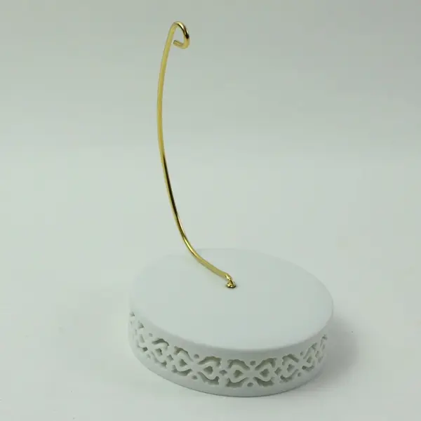 Roman Inc White Ornate Christmas Ornament Display Stand Gold Tone 6in