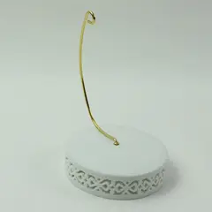 Roman Inc White Ornate Christmas Ornament Display Stand Gold Tone 6in