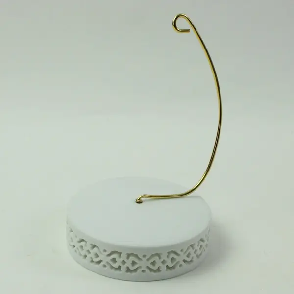 Roman Inc White Ornate Christmas Ornament Display Stand Gold Tone 6in